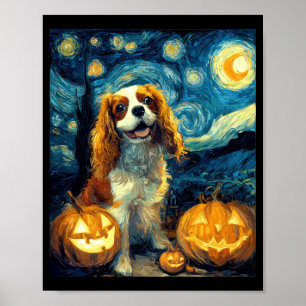 Cute Cavalier King Charles Spaniel Dog Halloween J Poster