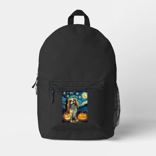 Cute Cavalier King Charles Spaniel Dog Halloween J Printed Backpack (Front)