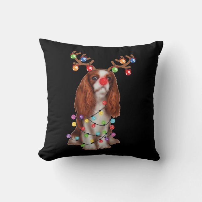 Cute Cavalier King Charles Spaniel Funny Xmas Gift Cushion (Front)