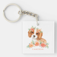 Cute Cavalier King Charles Spaniel Orange Flowers