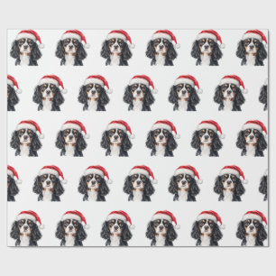 Cute Cavalier King Charles Spaniel with Santa Hat Wrapping Paper