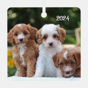 Cute Cavapoo Puppy Dogs Metal Tree Decoration