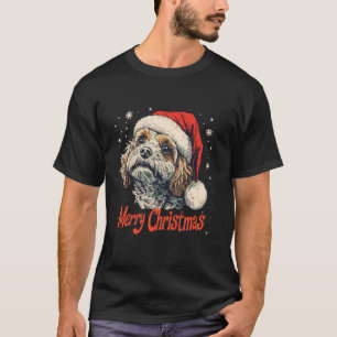 Cute Cavapoo Santa Hat Merry Christmas Xmas Dog Lo T-Shirt