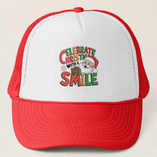 Cute Celebrate Christmas With Santa Smile Mug Trucker Hat