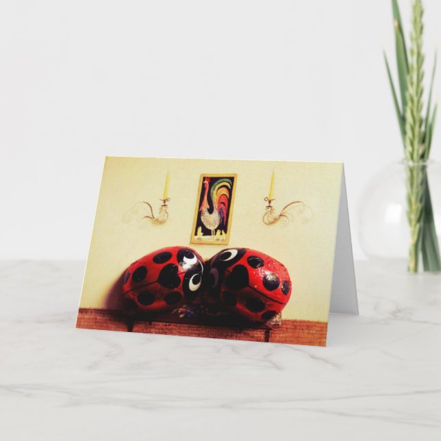 Cute Celebrating Ladybirds Greeting Card (Front)