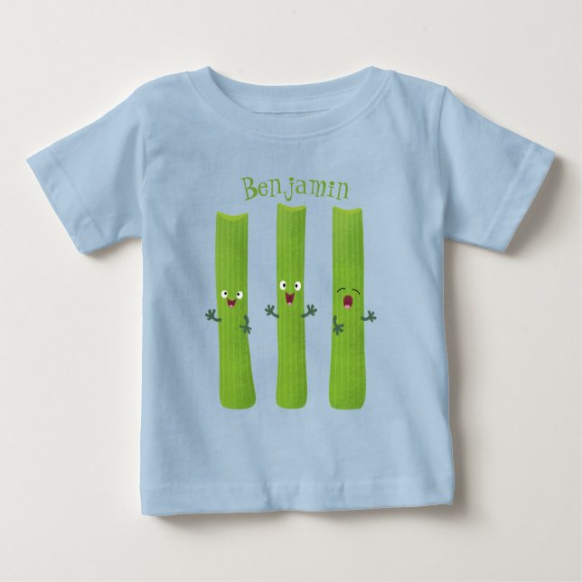 Cute celery sticks trio cartoon vegetables baby T-Shirt (Front)