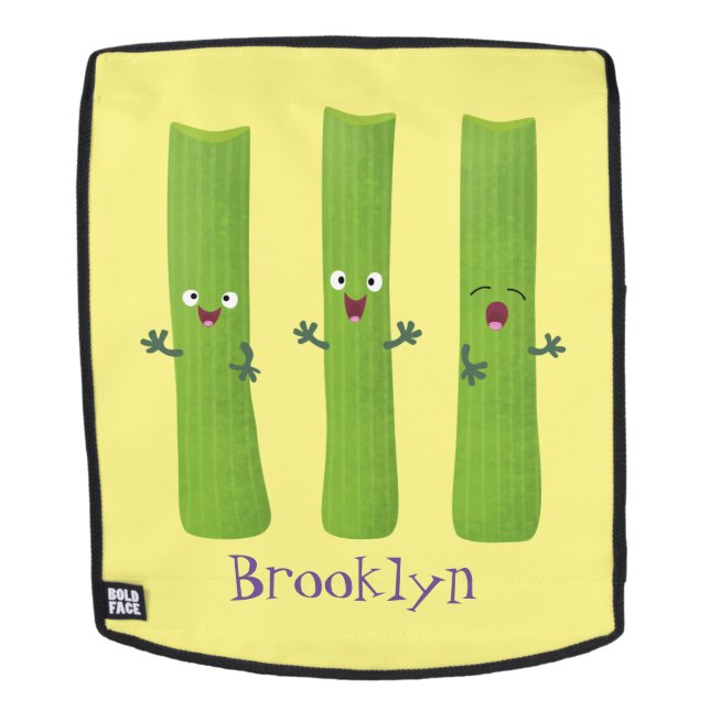 Cute celery sticks trio cartoon vegetables backpack (Removable Face)