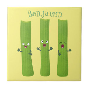 Cute celery sticks trio cartoon vegetables  ceramic tile