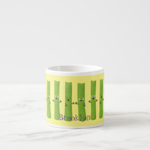Cute celery sticks trio cartoon vegetables espresso cup