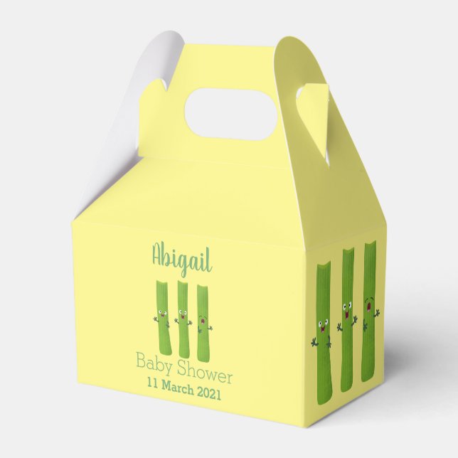 Cute celery sticks trio cartoon vegetables favour box (Front Side)