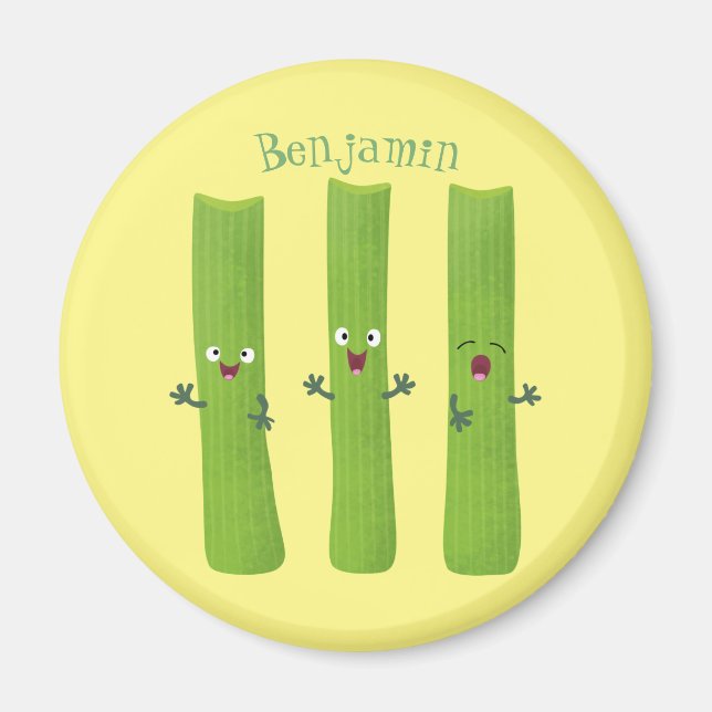 Cute celery sticks trio cartoon vegetables  magnet (Front)