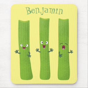 Cute celery sticks trio cartoon vegetables mouse pad