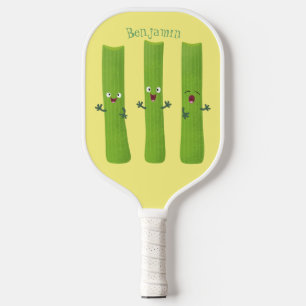 Cute celery sticks trio cartoon vegetables pickleball paddle