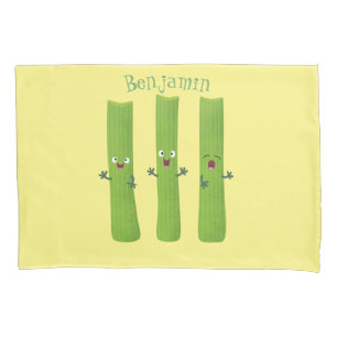 Cute celery sticks trio cartoon vegetables pillowcase