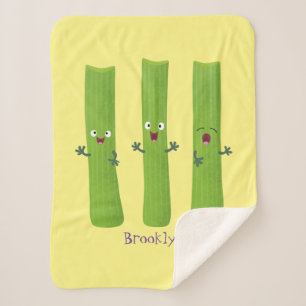 Cute celery sticks trio cartoon vegetables  sherpa blanket