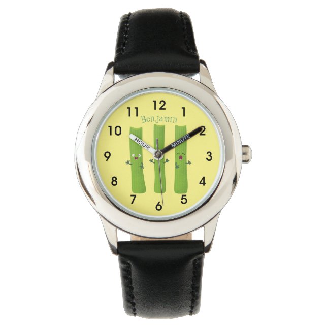 Cute celery sticks trio cartoon vegetables watch (Front)