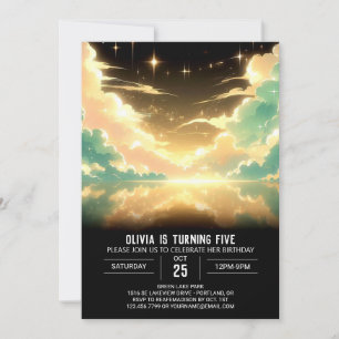 Cute Celestial Digital Birthday Invitation