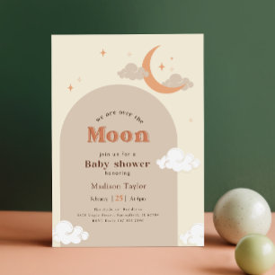 Cute Celestial Moon and Stars Baby Shower Invitation