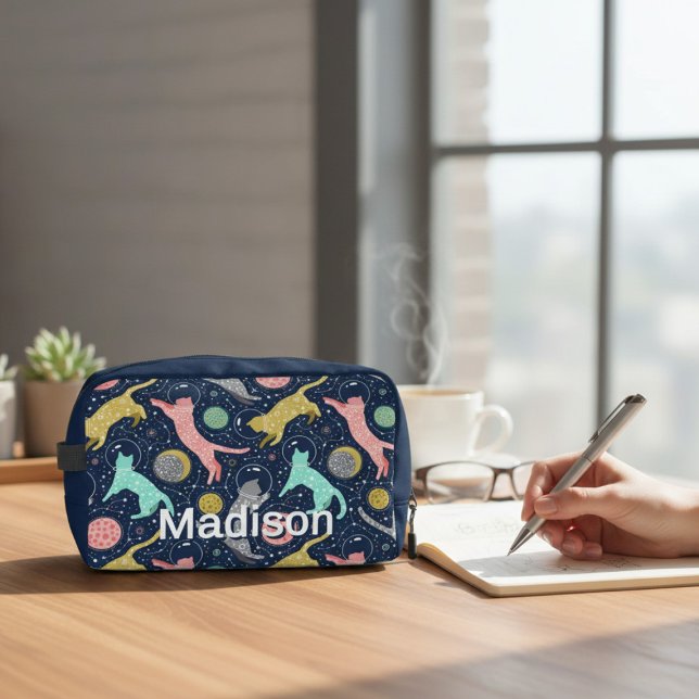 Cute Celestial Mystical Space Cats Personalised Dopp Kit (Creator Uploaded)