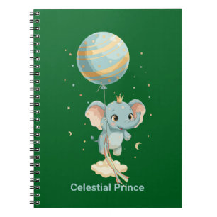 Cute Celestial Prince Elephant Balloon Stars Nurse Notebook
