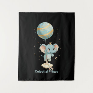 Cute Celestial Prince Elephant Balloon Stars Nurse Tapestry