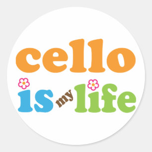 Cute Cello Is My Life Design Classic Round Sticker