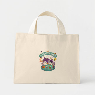Cute Cemetery Ghost and Zombie Halloween Mini Tote Bag