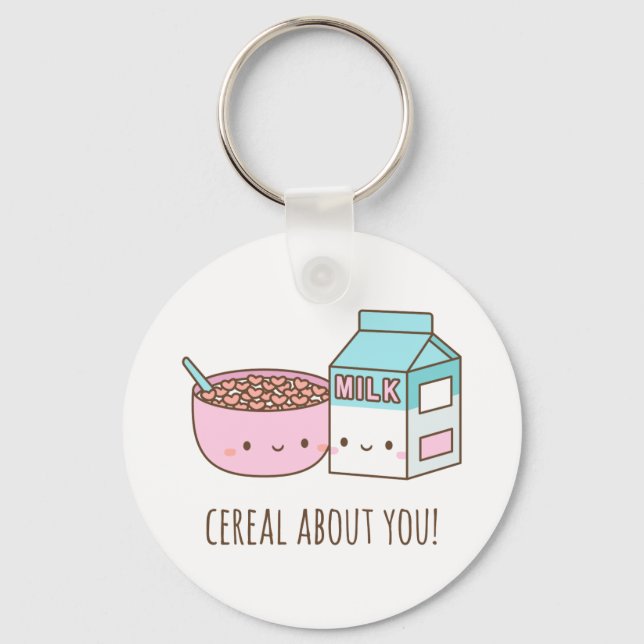 Cute Cereal About You Love Pun Key Ring (Front)