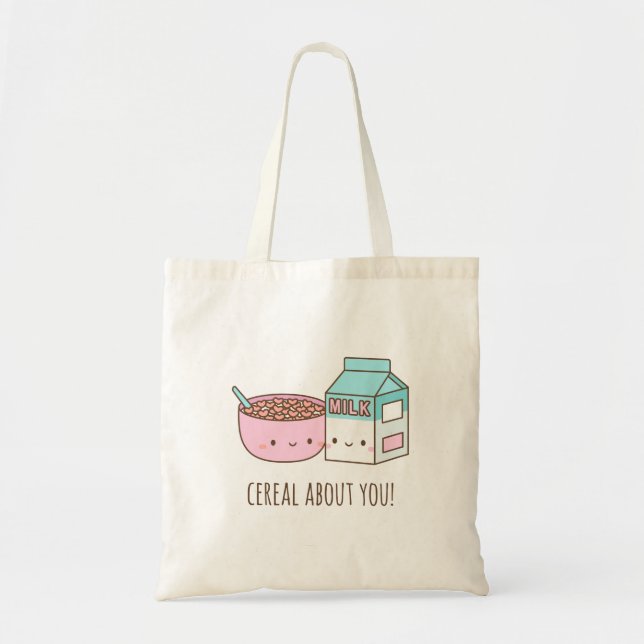 Cute Cereal About You Love Puns Tote Bag (Front)