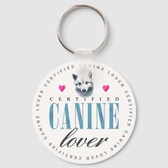 Cute Certified Canine Lover Samoyed Key Ring (Front)