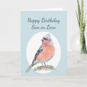 Cute Chaffinch Watercolor Birthday Son in Law Card