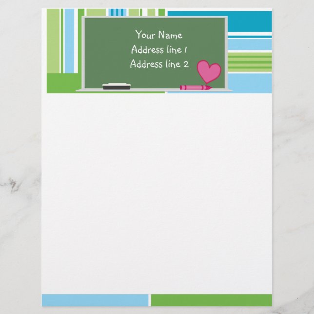 Cute Chalkboard Custom Letterhead (Front)