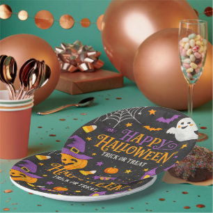 Cute Chalkboard Happy Halloween Kids Party  Paper Plate
