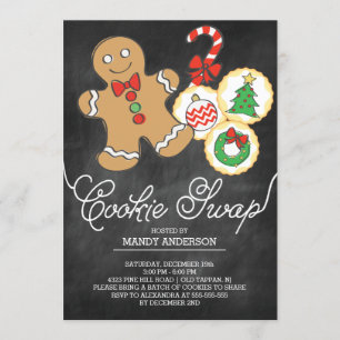 Cute Chalkboard Holiday Cookie Swap Invitation