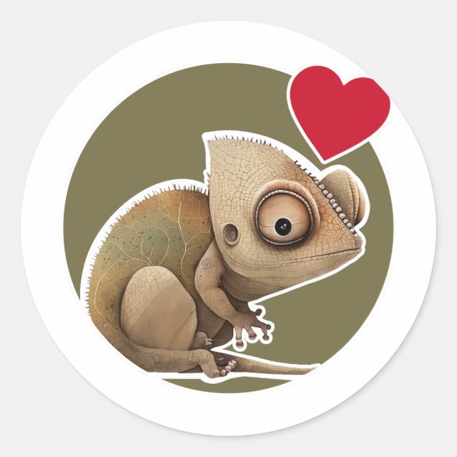 Cute Chameleon Classic Round Sticker (Front)