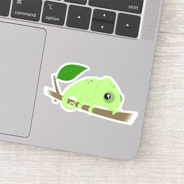 Cute Chameleon Custom-Cut Vinyl Sticker (Detail)