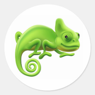 Cute Chameleon Illustration Classic Round Sticker