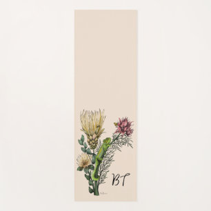 Cute Chameleon in Floral Bouquet Botanical Art Yog Yoga Mat
