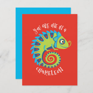 Cute Chameleon Kids Valentines Day Classroom Card