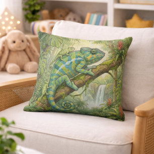 Cute Chameleon Mama And Baby Jungle Animals  Cushion