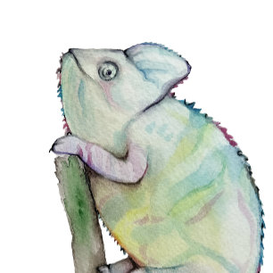 Cute chameleon painted in watercolor cushion