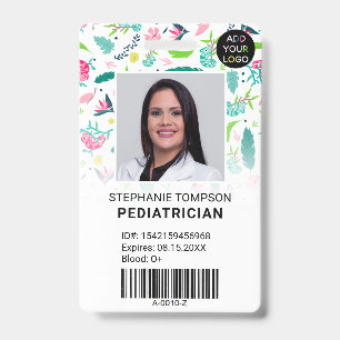 Cute chameleons paediatrician photo logo code ID badge
