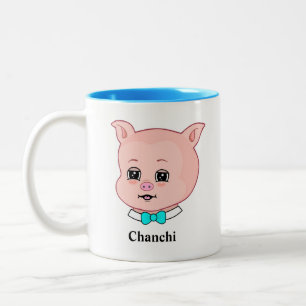 Cute Chanchi Pig Cartoon Two-Tone Coffee Mug