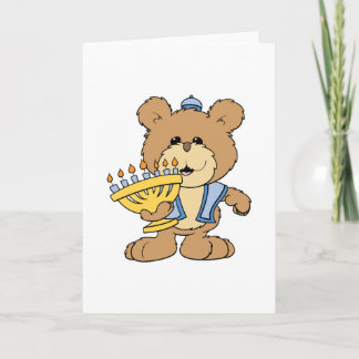 cute Chanukah hanukkah Menorah teddy bear Holiday Card