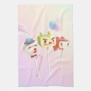 Cute Character Cake Pops Tea Towel
