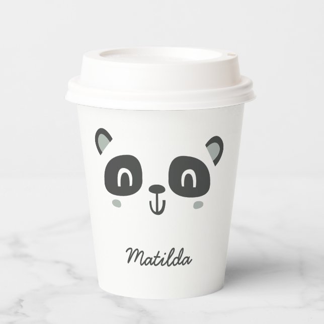 Cute character panda children's birthday  paper cups (Front)