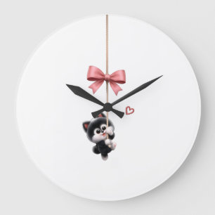 Cute Character with Pink Ribbon Keychain - Adorabl Large Clock