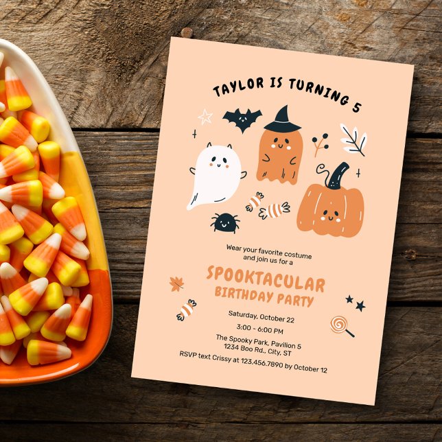 Cute Characters Halloween Birthday Party Invitation (Creator Uploaded)