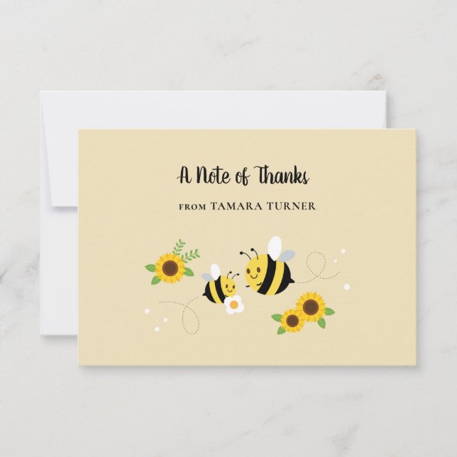 Cute Characters Mummy-to-Bee Baby Shower Thank You Card (Front)