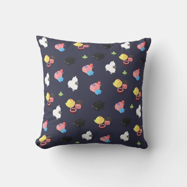 Cute Characters Pattern Pillow (Front)